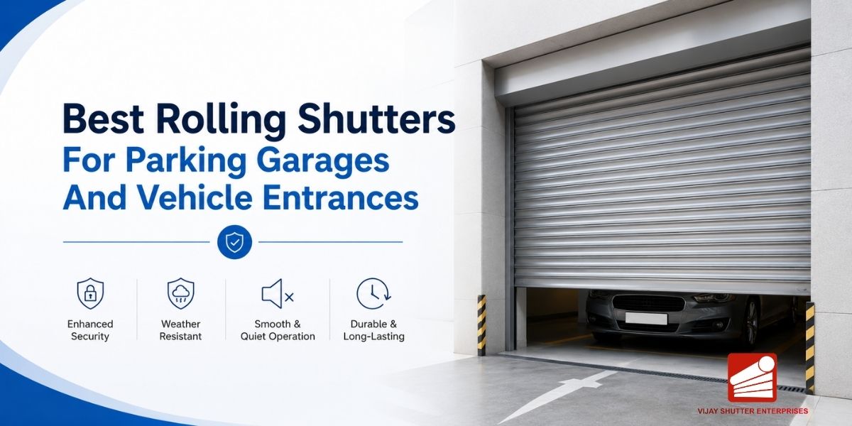 Modern rolling shutter installed at a parking garage entrance for secure vehicle access